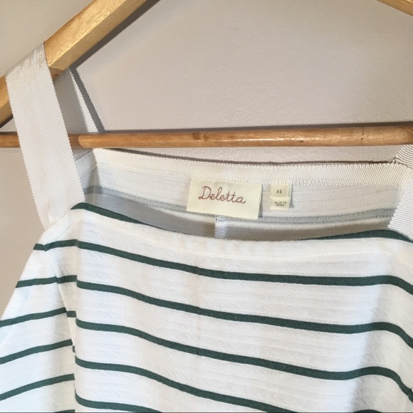 Anthropologie White Peplum Striped Top Deletta - Picture 3 of 7